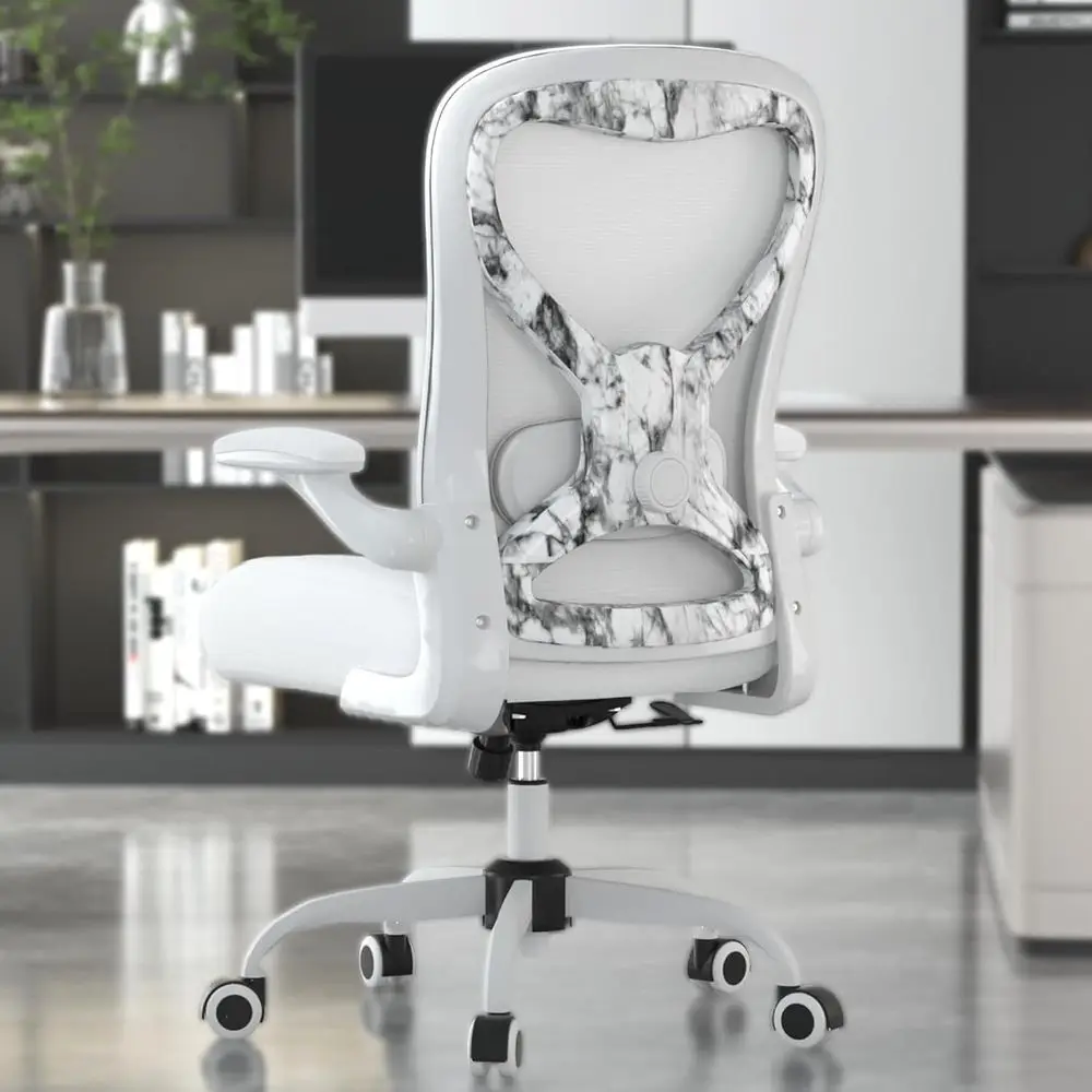 

Офисное кресло с эргономичной поясничной поддержкой, сверхтолстой подушкой сиденья, подлокотниками с подъемным механизмом, дышащей сетчатой спинкой, компьютерное кресло для работы