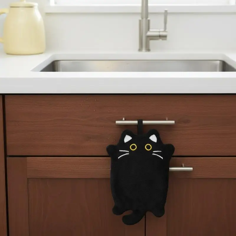 1pcs/2pcs Cartoon Cat Hand Towel Thickened Absorbent Kitchen Heat Resistant Pad
