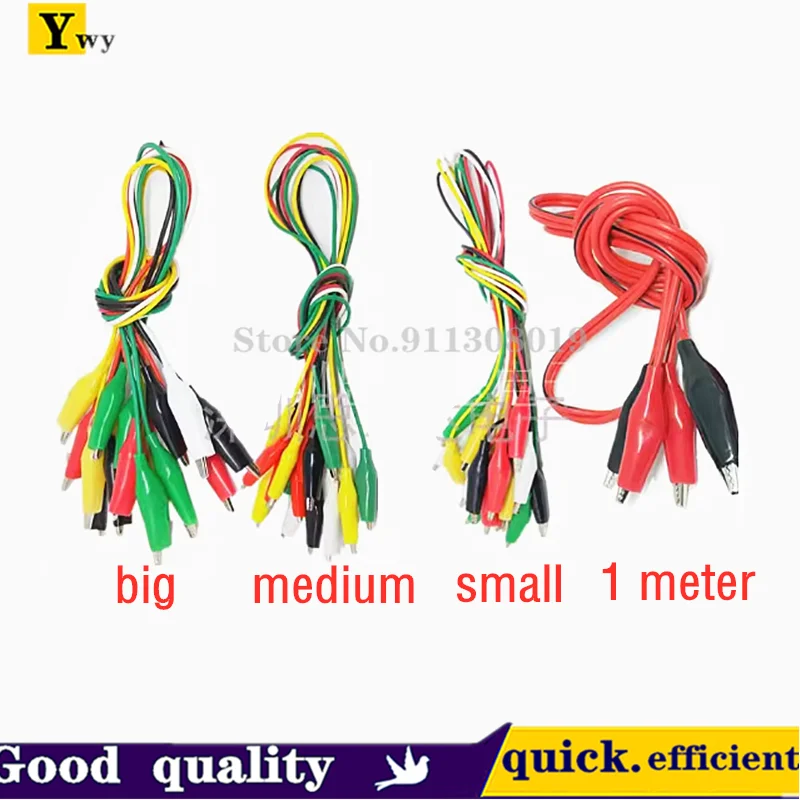 Alligator clip test line 2 lines 4 clips one meter red and black test clip five color repair wire 50cm large, medium and small