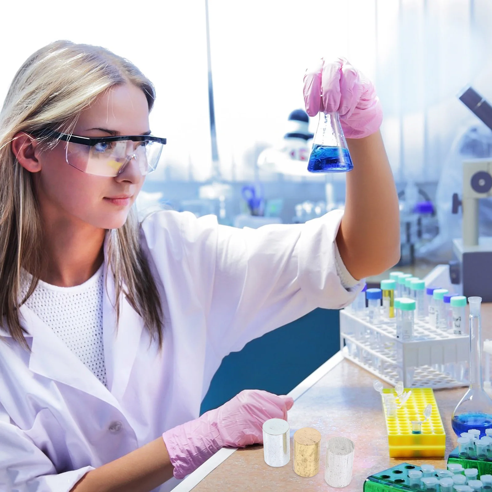 

1Set Physics Density Body Metal Cylinder Kit Aluminum Copper Iron Cylinders for Density Analysis Specific Gravity Science