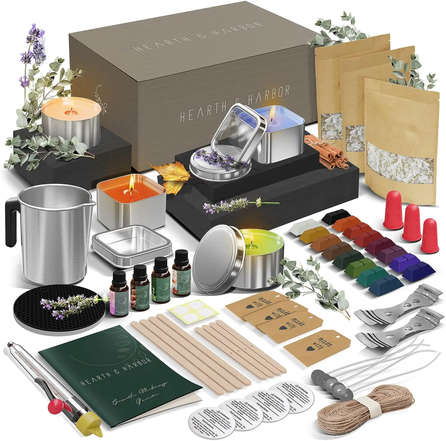 

Complete Candle Making Kit for Adults, DIY Crafts, Natural Soy Wax, Tins, Scents, Dyes, Wicks & More – Gift Idea, Home Decor, 2 Lbs