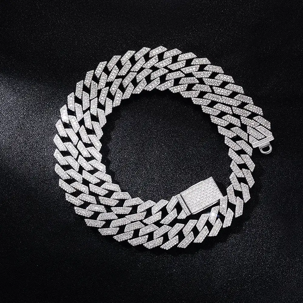 Cut .VVS1 Brilliant Moissanite 925 Silver Rose Gold Plated Luxury Chain Iced Cuban Link Necklace TISHYA DIAMOND Unisex Fashion
