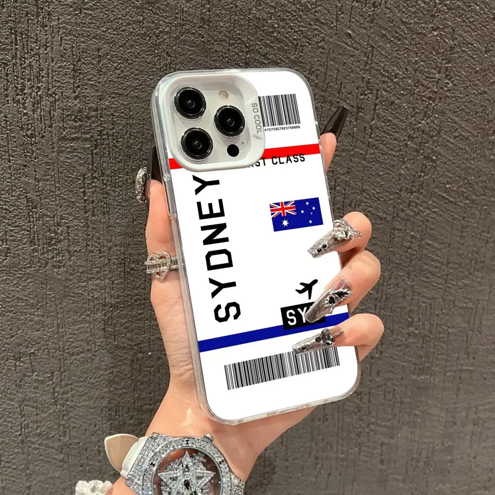 

Plane Airline Ticket Phone Case for iPhone 17 16 15 14 13 12 11 X XR XS Air Pro Max Plus White Colorful Silver Cover