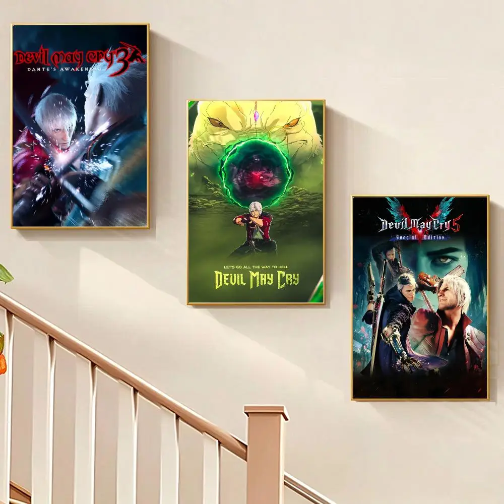 Game Modern Devil May Cry Poster HD Waterproof PP Wall Art, Self Adhesive Home Decor for Bedroom and Living Room