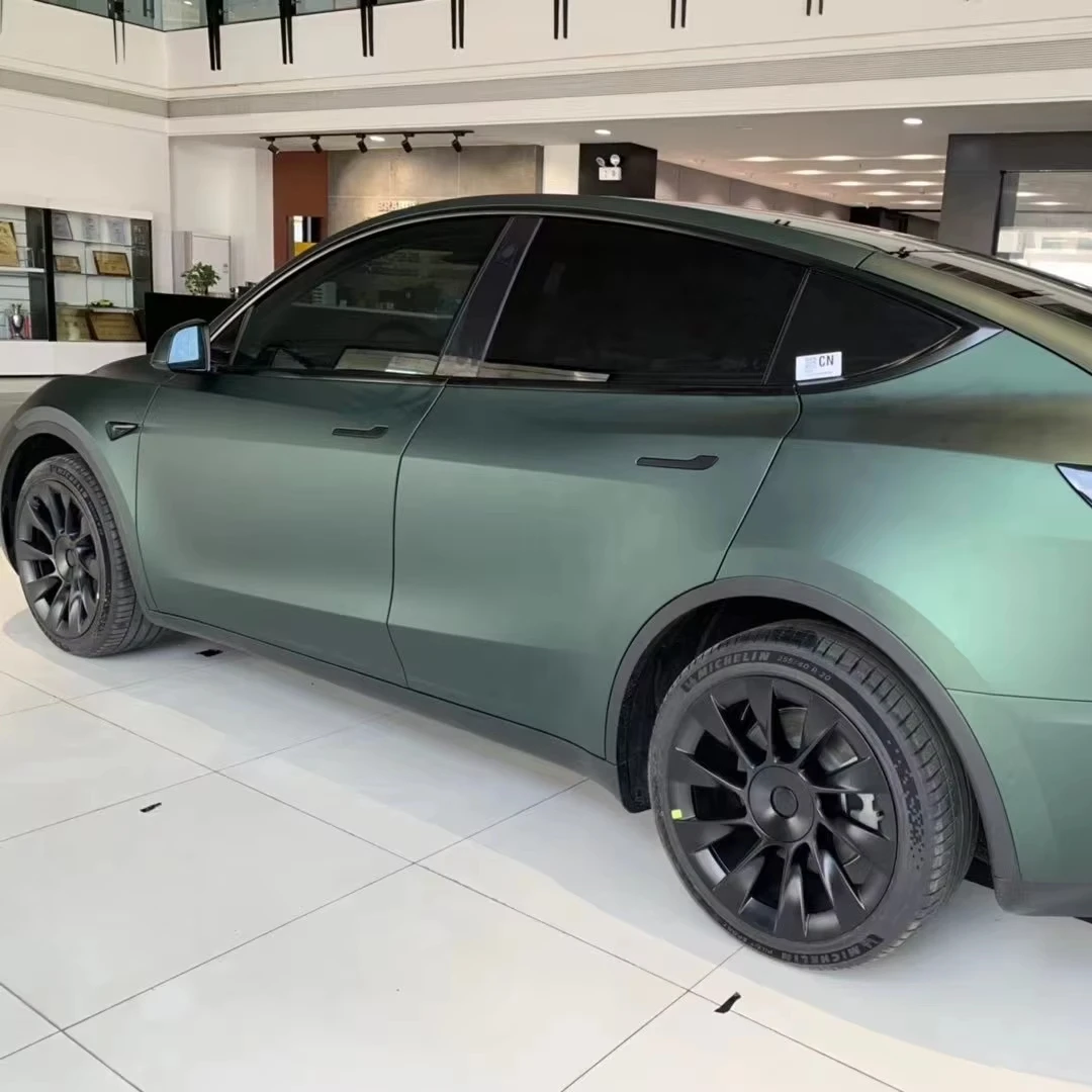 Fabrikantlevering Hoogwaardige PVC supermatte donkergroene vinylfilm voor carrosserieverpakking met zelfklevende functie