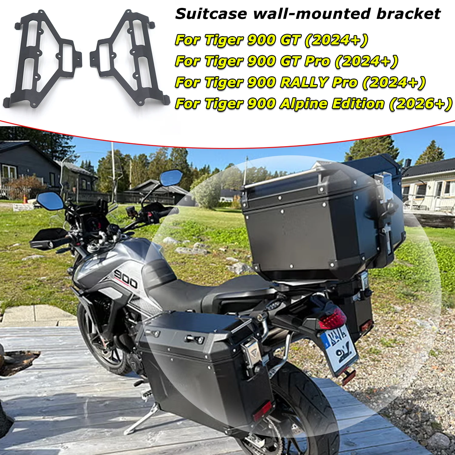 900 GT/Pro Motorcycle Suitcase Wall Holder Luggage For Tiger 900 Rally Pro 900 Alpine Edition Tail Box Wall Mount Bracket Kit