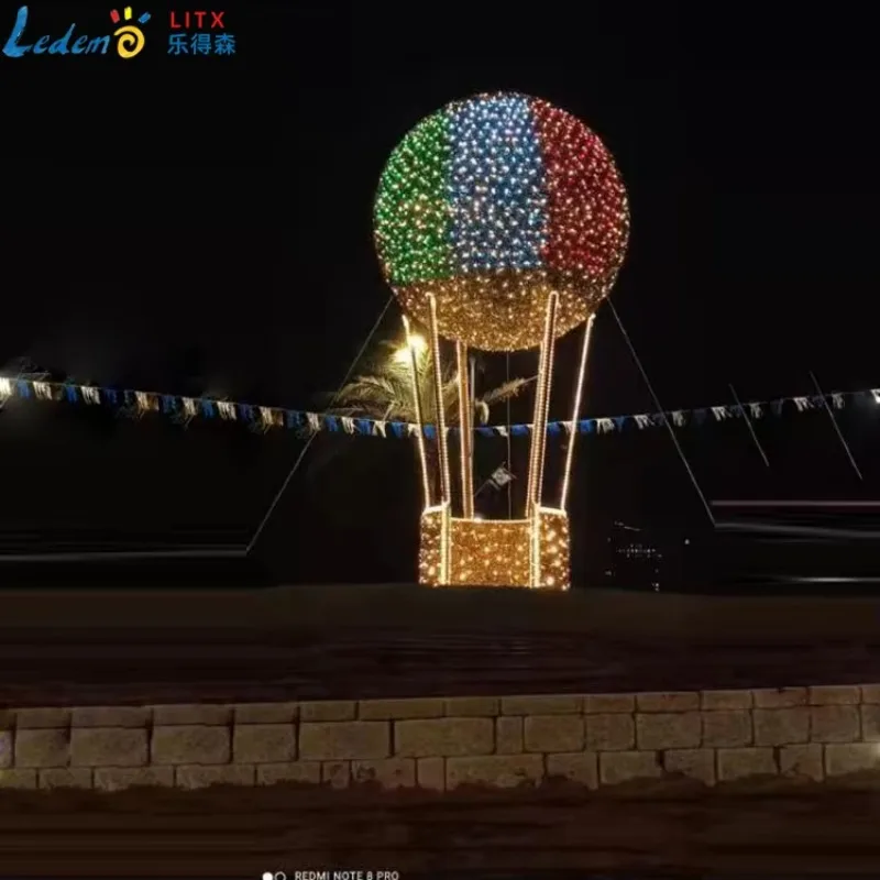 Duży, trójwymiarowy motyw świetlny - balon na ogrzane powietrze do dekoracji świątecznych i halloweenowych, do domu, na krajobraz, na wesele - klasyfikacja IP65