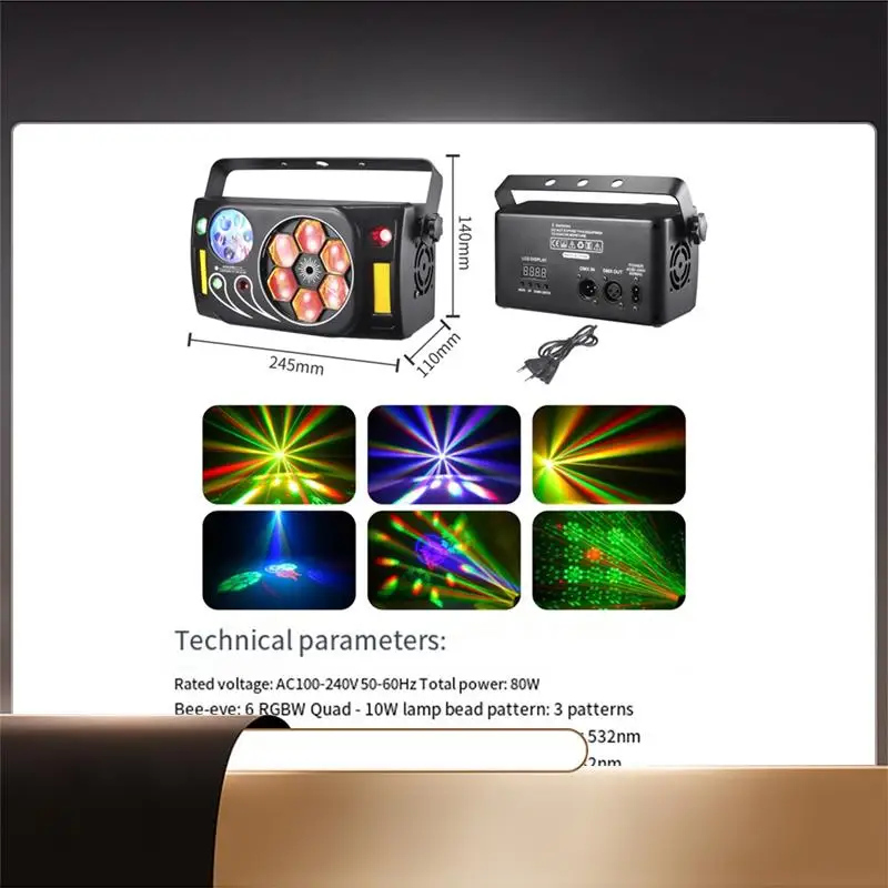

Stage Lights Light 80W DJ Lights Sound Activated Auto By Remote DMX Control For Wedding Disco Dance Club Gig EU Plug-N35R