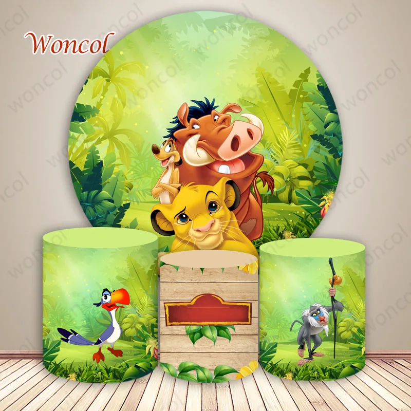 

The Lion King Round Backdrop Jungle Safari Backdrop Disney The Lion King Cylinder Cover Kids Birthday Party Decor Photo Props