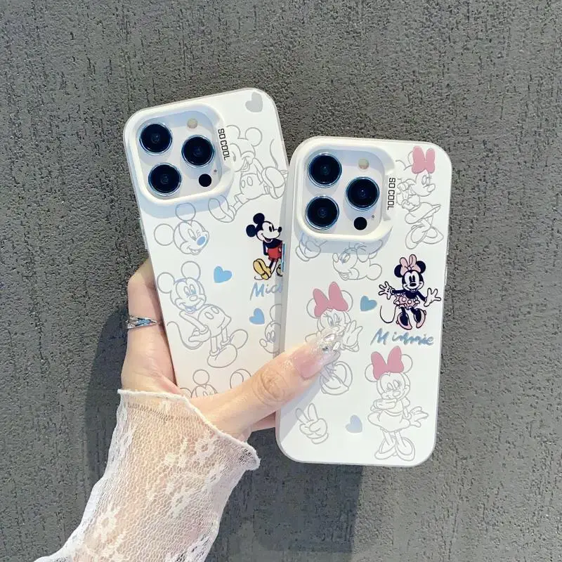 Disney Mickey Minnie Mouse individuality Cute Phone Case For iPhone 14 12 13 11 15 Pro Max XR XS X 7 8 PlusShockproof Back Cover