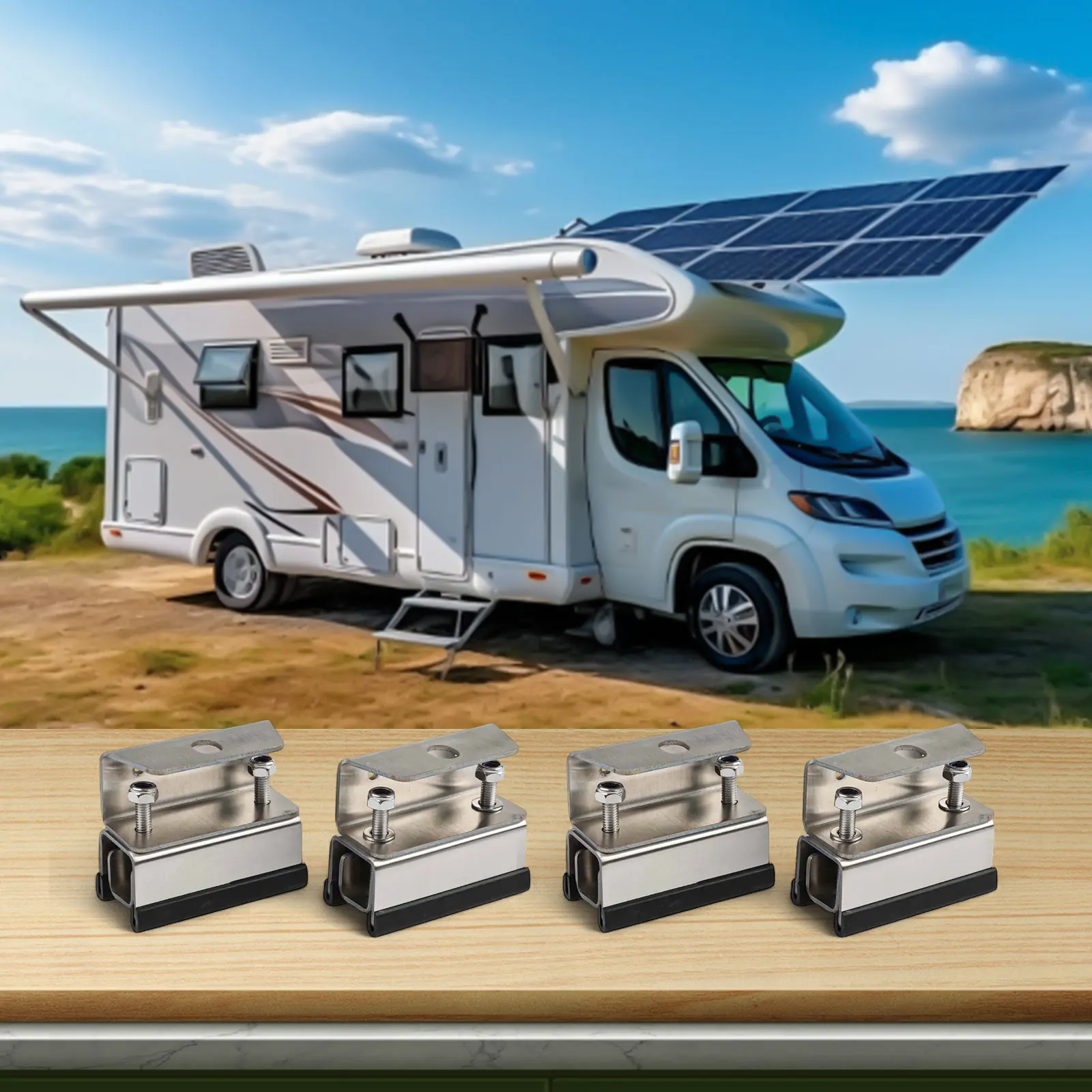 4Pcs Roof Rack Brackets for Vans Robust Stainless Steel Mount Kit for Outdoor Adventures and Equipment Transport