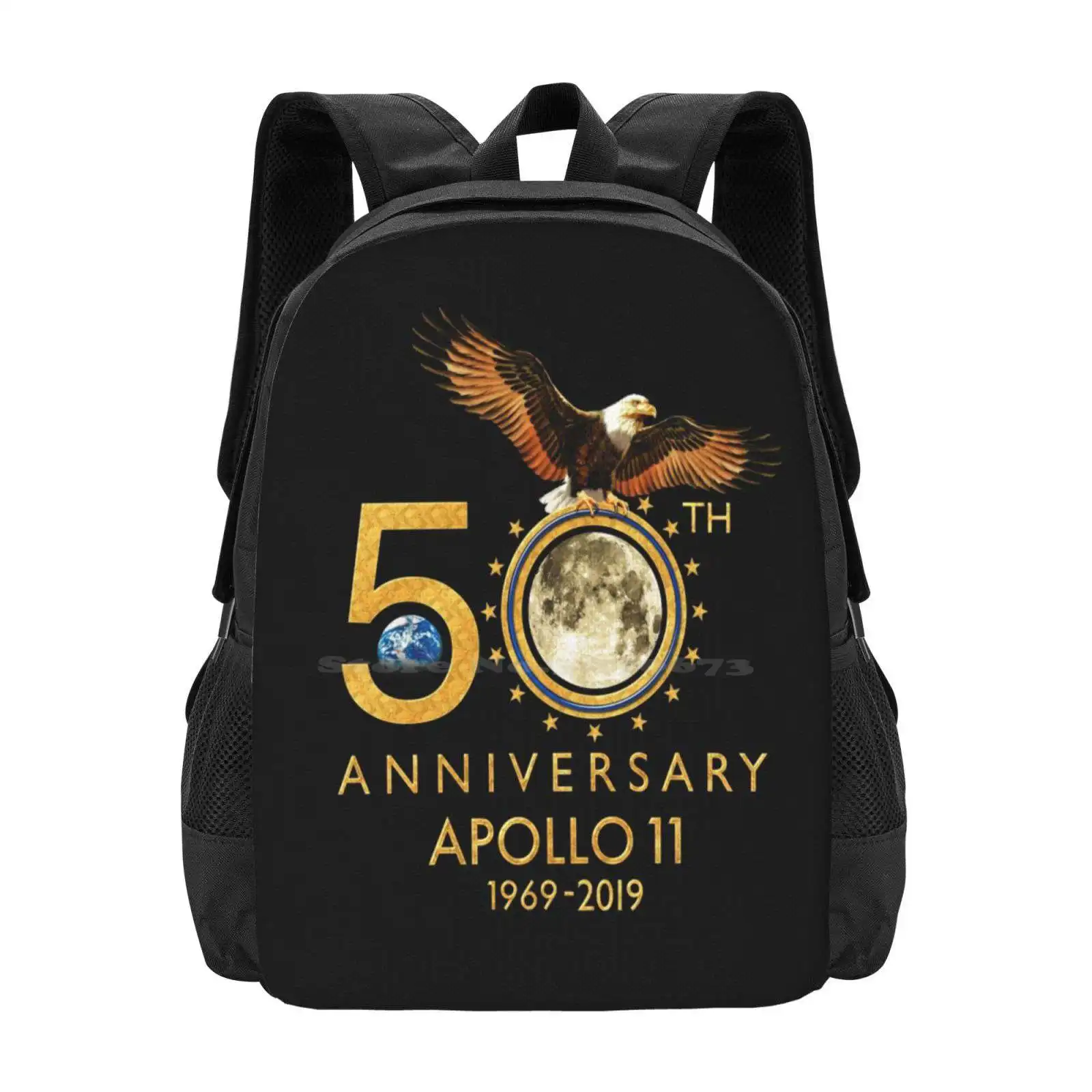 Mochila escolar de gran capacidad para ordenador portátil, bolsas para el 50 ° aniversario, Apollo 11 Moon Landing, 1969-2019, 1969