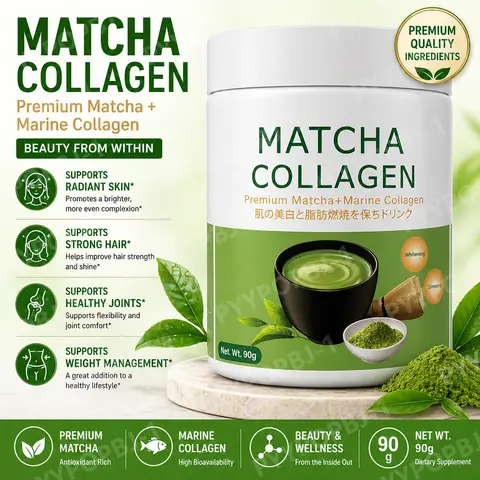 Gluten Free 90g Matcha Collagen Organic Green Tea Matcha Powder for Gut Health, Joint Support, Energy, Hair Skin & Nails