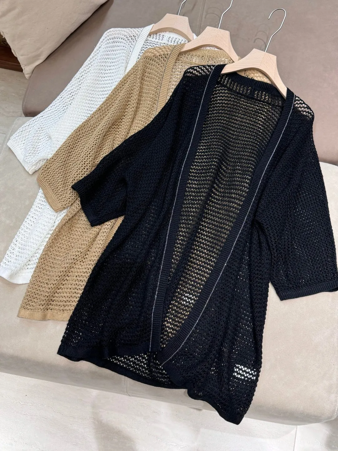 

Loose long sleeve linen knitted cardigan