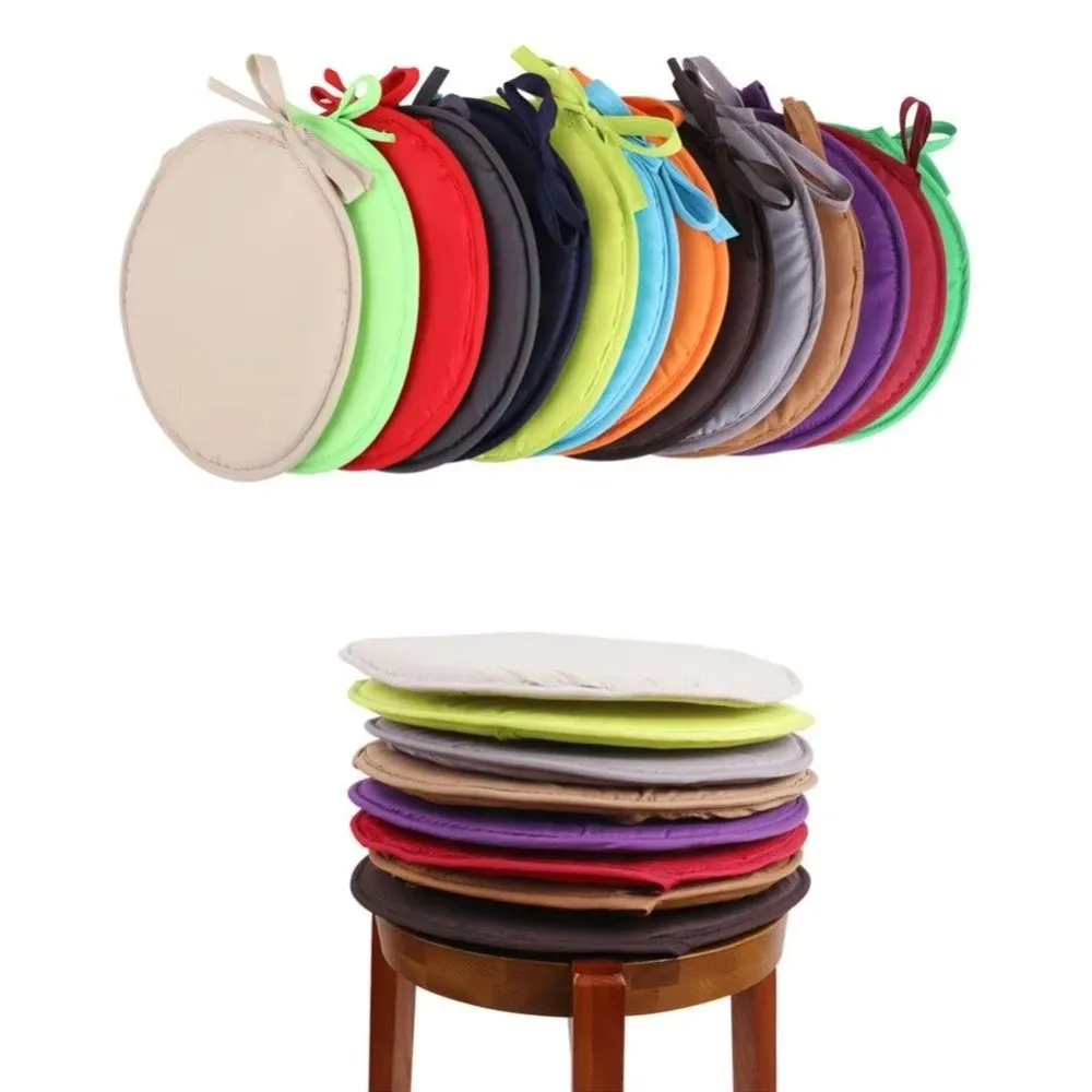 Thickened Sponge Round Chair Pad Washable Candy Color Circular Chair Cushion With Drawstring 30*30CM Seat Pad Cover