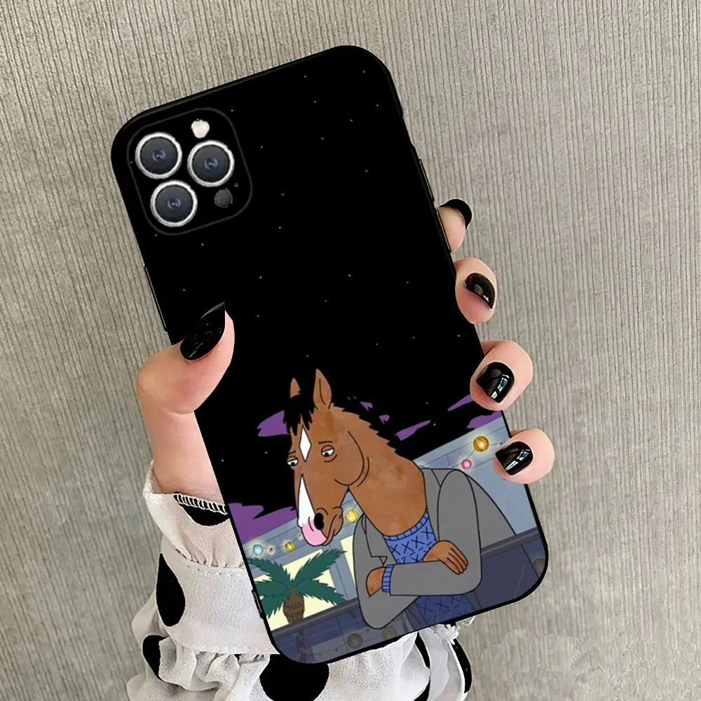 B-BoJack Horseman  Phone Case For iPhone 15,14,13,12,11,Plus,Pro Max,XS,X,XR,SE,Mini,8,7 Soft Silicone Black Cover