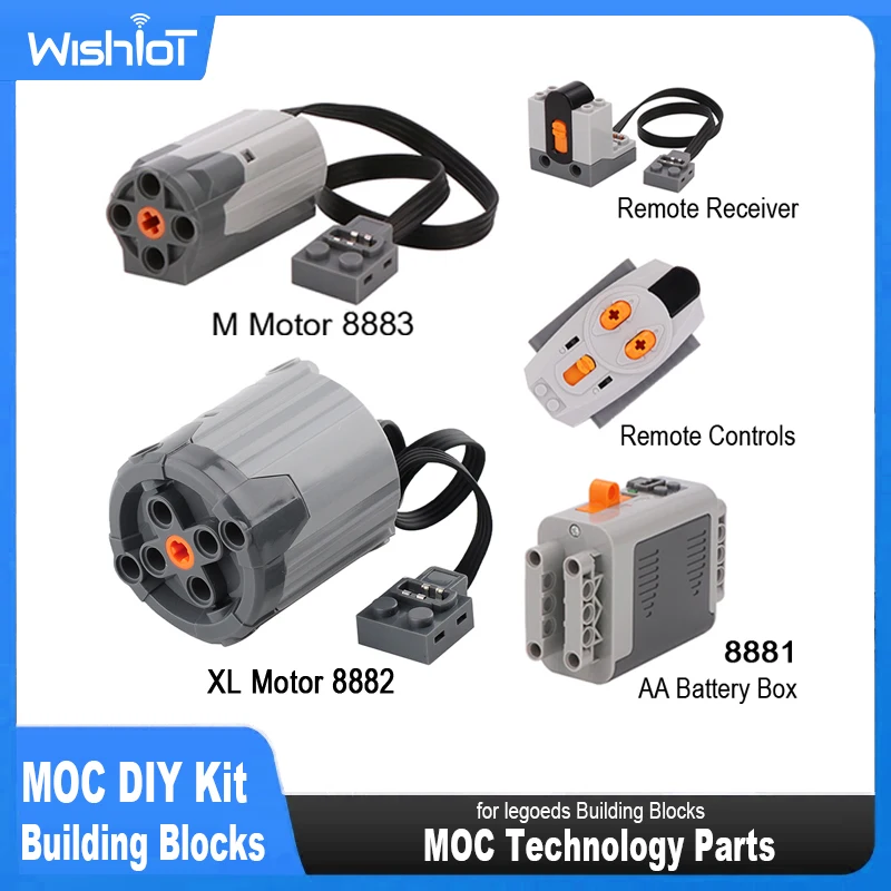 Piezas de extensión de función de potencia de alta tecnología MOC, Motor M/XL 8883 8882 con todas las marcas, tecnología de grupo de energía, bloques PF, juguetes de ladrillo DIY