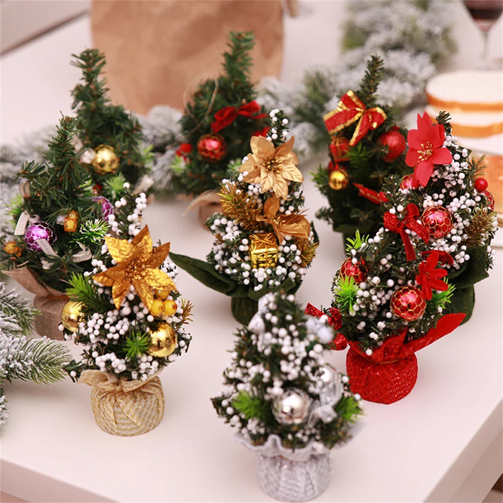 20cm Artificial Christmas Tree Decoration Home Desktop Ornament Small Tree 2024 Christmas Festival Party Decor New Year Gift