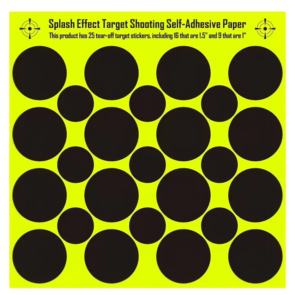 Reactive Splatter Replacement Dot Targets - 16 1.5-inch & 9 1-inch Dots per Sheet, Red or Black Color Options for Shooting,10Pcs view 6