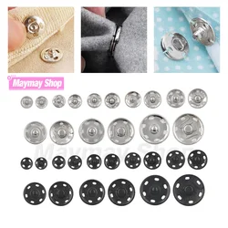 6-50 Sets Snap Fastener Press Buttons Sew On Buttons Metal Invisible Snap Buttons For Leathercraft Clothing Bag Garment Sewing