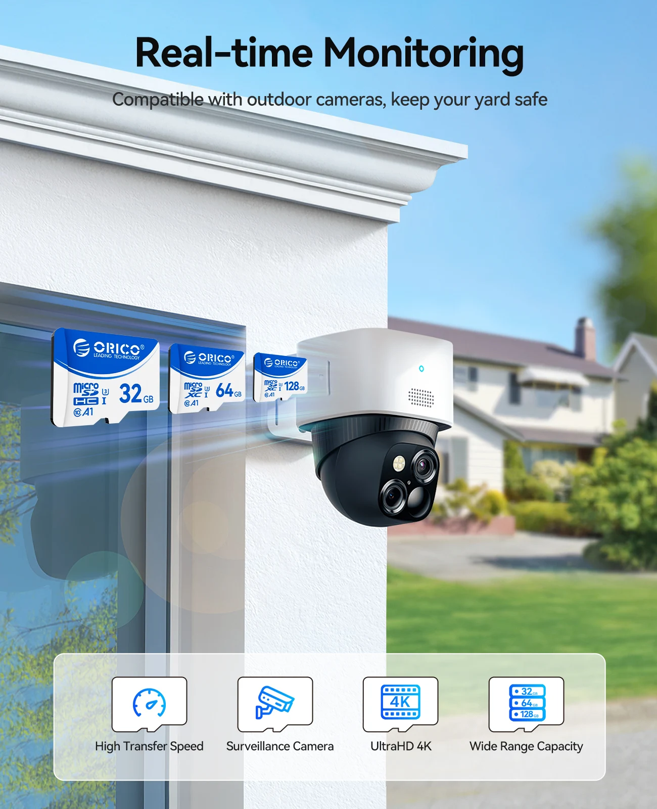 ORICO Original Speicherkarten 16 GB 32 GB 64 GB 128 GB TF-Speicherkarte A1 U3 Class10 V10 für Kamera/Drohne/Dash Cam High-Speed-SD-Karte
