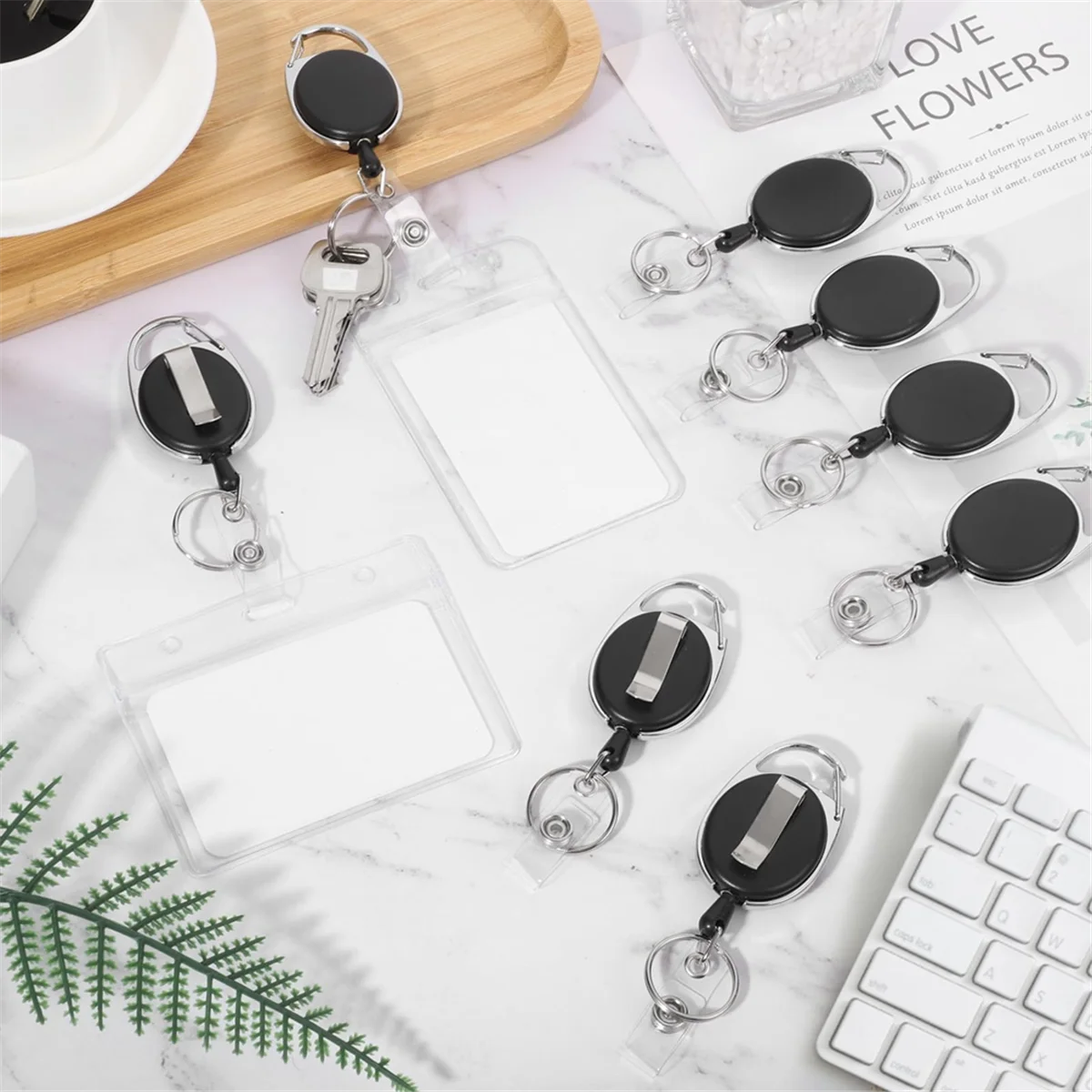 20 Pack Badge Reels Retractable ID Badge Holder with Carabiner Heavy Duty Badge Reel Clip and Key Chain for Work Office HGC