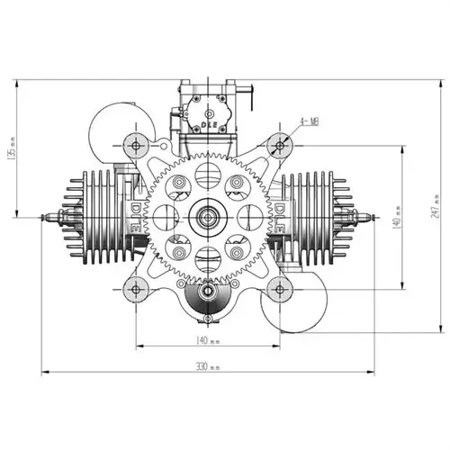 DLE170M Motore Paramotore a benzina/benzina Motore di parapendio 17,5 HP/7500 giri/min Versione di generazione di energia di avviamento elettrica