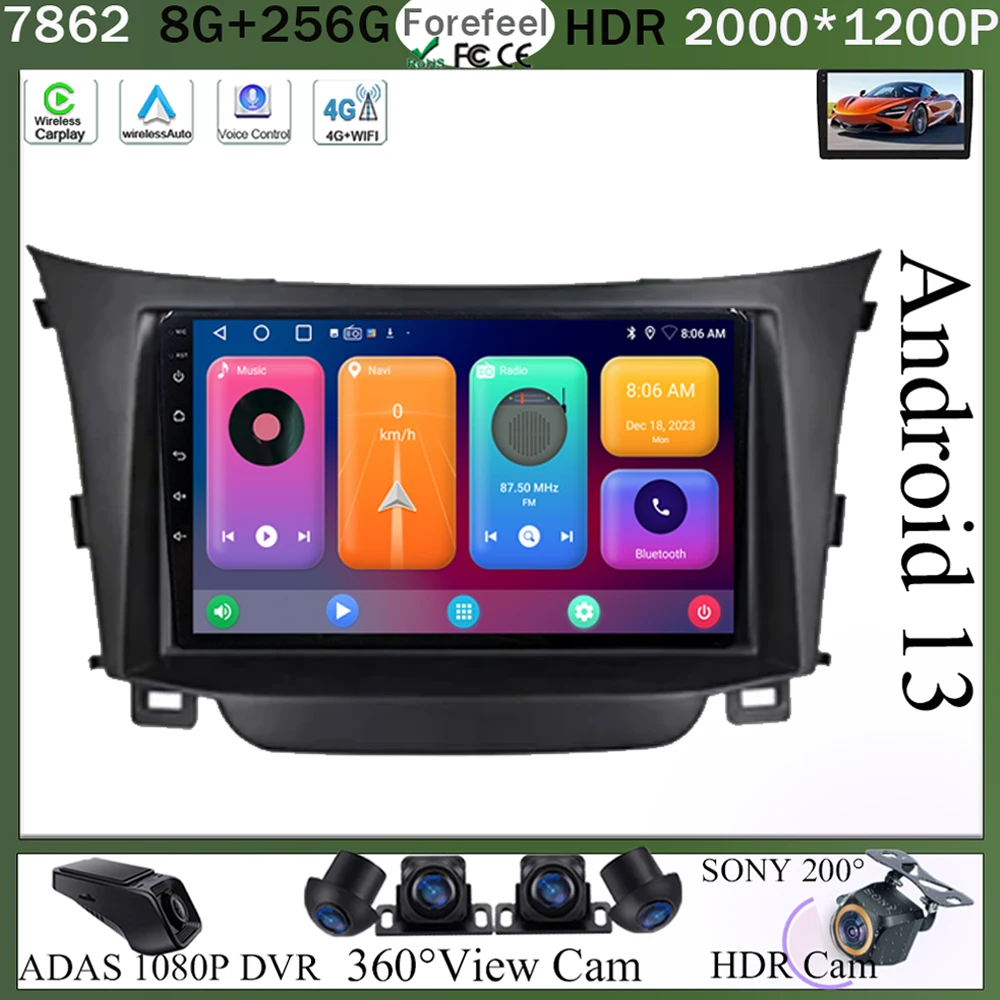 Android 13 For Hyundai i30 2011-2017 Multimedia Video Player GPS Navigation Stereo Head WIFI HDR Screen No 2din dvd wireless