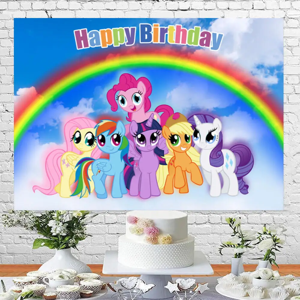 Rainbow Unicorn Theme Photo Background Little Pony Birthday Party Supplie Girl Birthday Party Favors Photography Studio Backdrop