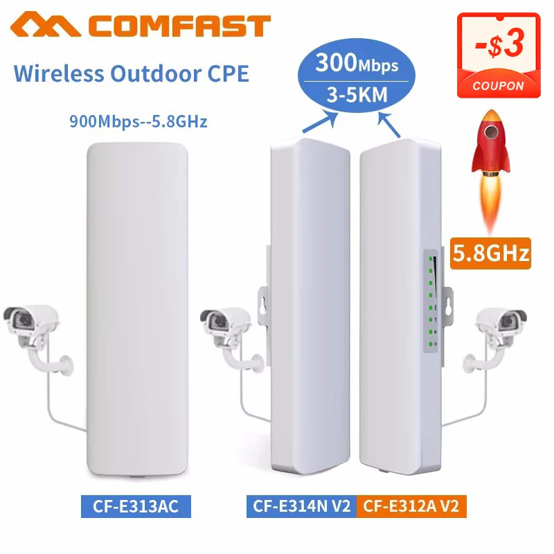 Comfast 300 mb/s zewnętrzny most bezprzewodowy CPE 2.4G/5.8G 3-10KM punkt dostępowy Wi-Fi przedłużacz dalekiego zasięgu wzmacniacz sygnału wzmacniacz AP