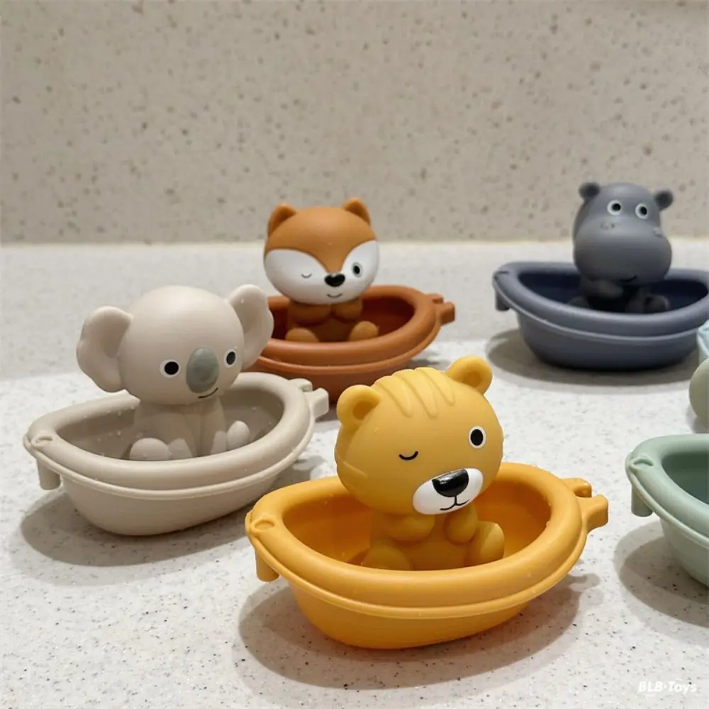 Vingerpop Babybadje Speelgoed Opvouwbare toren Vroeg onderwijs Drijvende douche Siliconen dierenontwerpen Stapelbootspeelgoed