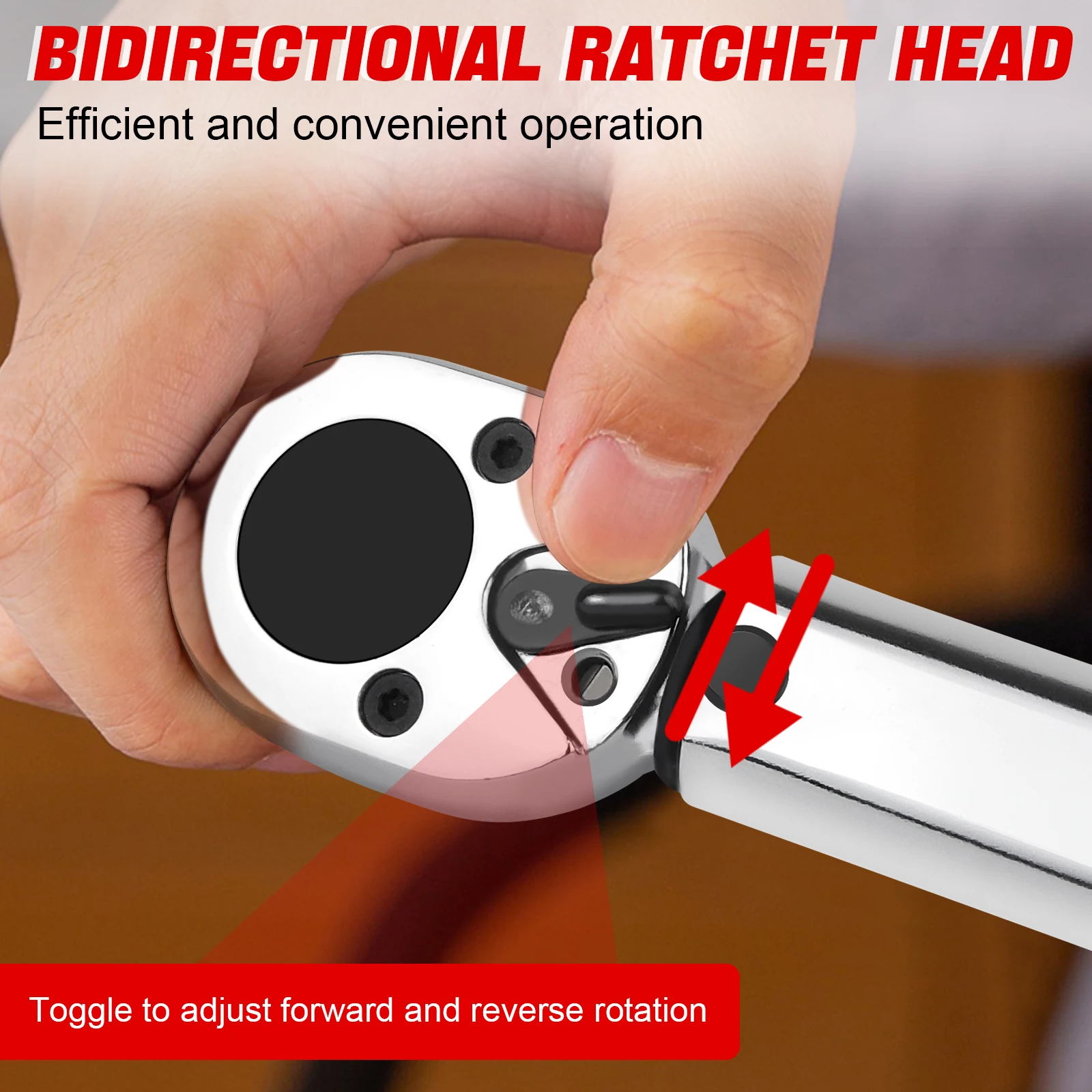 BRIEFNESS 28-210Nm 1/2'' Drive Ratchet Torque Wrench Reversible Ratchet Torque Wrench Mechanical Repair Ratchet Torque Wrench