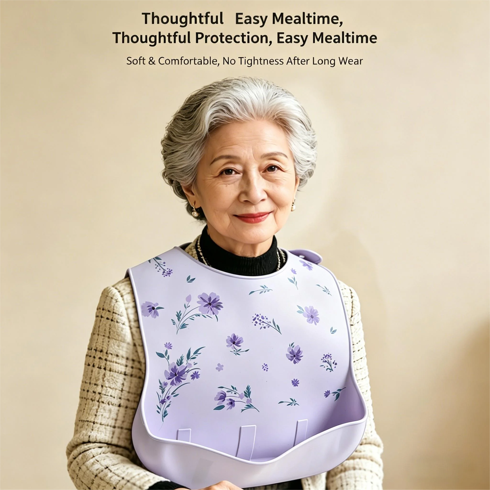 

Silicone adult bibs, dining bibs for the elderly in nursing homes, anti-dirt eating bibs, soft material, easy to clean.