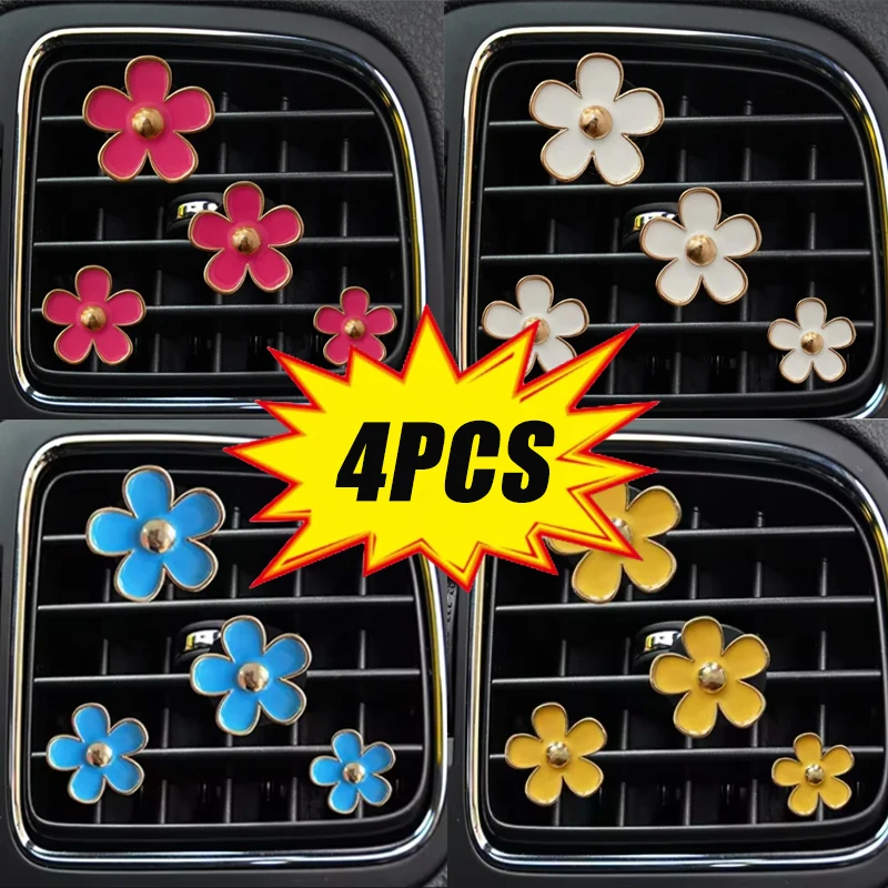 

Daisy Car Air Freshener Clip Set Alloy Flower Vent Clip With Fragrance Diffuser Air Freshener Diffuser Car Interior Decoration