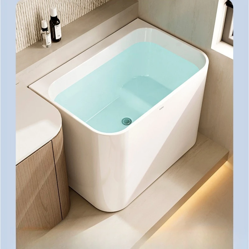 حوض استحمام منزلي للبالغين، شقة صغيرة من الأكريليك الياباني، خزان تدليك للاستحمام على شكل فقاعات عميقة