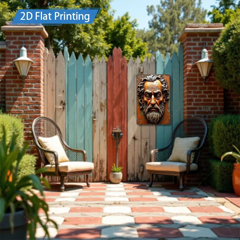 1 ชิ้น 8x12 นิ้วป้ายโลหะสไตล์วินเทจผู้ชายเคราโลหะศิลปะบนกำแพงสำหรับตกแต่งบ้านชนบท