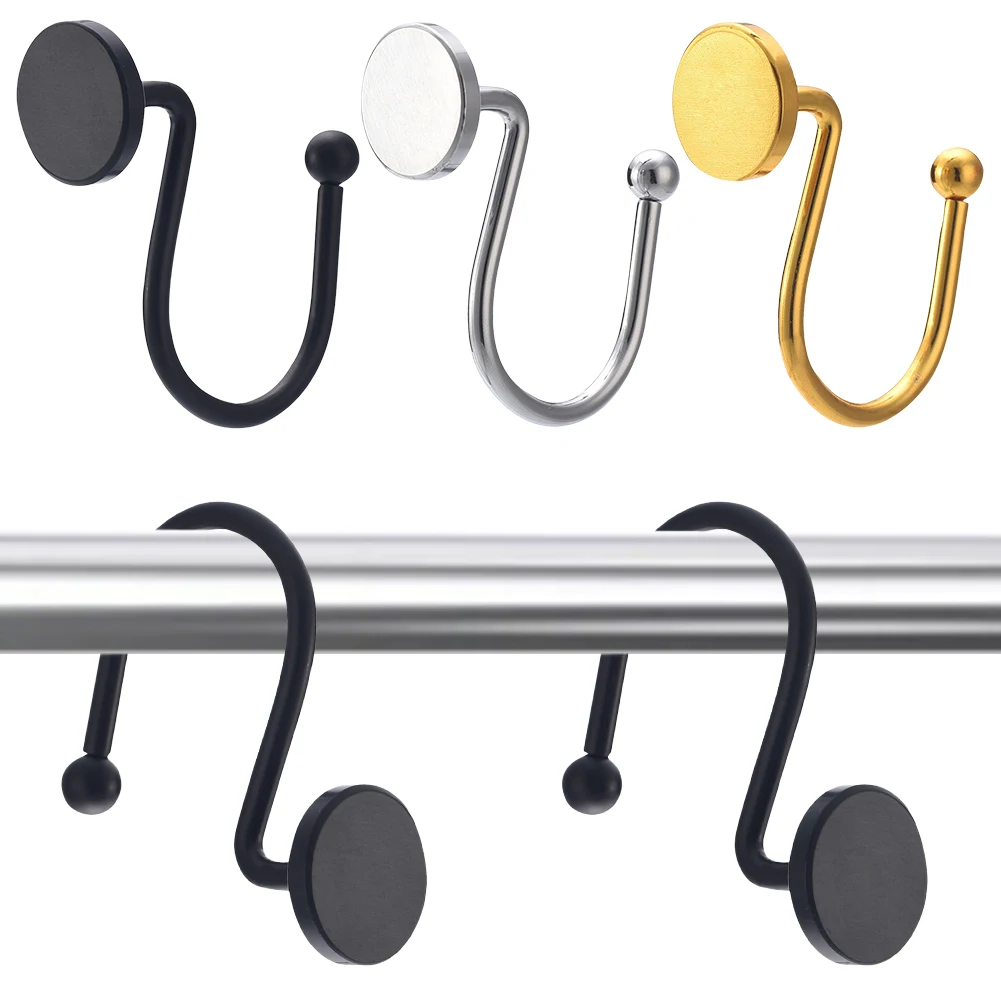 

12Pcs Shower Curtain Hooks Rust Proof Smooth Glide Shower Hooks Metal Decorative Shower Curtain Hangers for Bathroom Kitchen