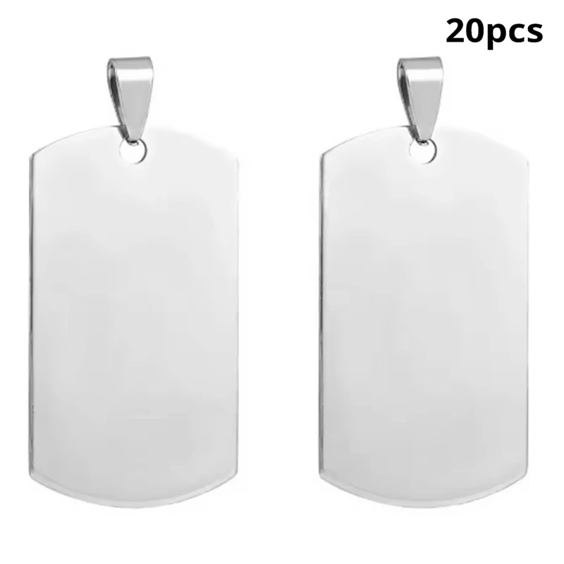 20PCS Stainless Steel Stamping Blanks Dog Tag Pendants with Snaps for Jewelry Making Pet ID Name Tags Handicrafts