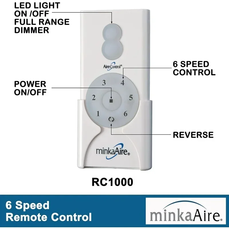 MINKA-AIRE F749L-WHF Skyhawk 60 Inch LED Ceiling Fan with Carved Wood Blades, Integrated LED Light and DC Motor in White Finish