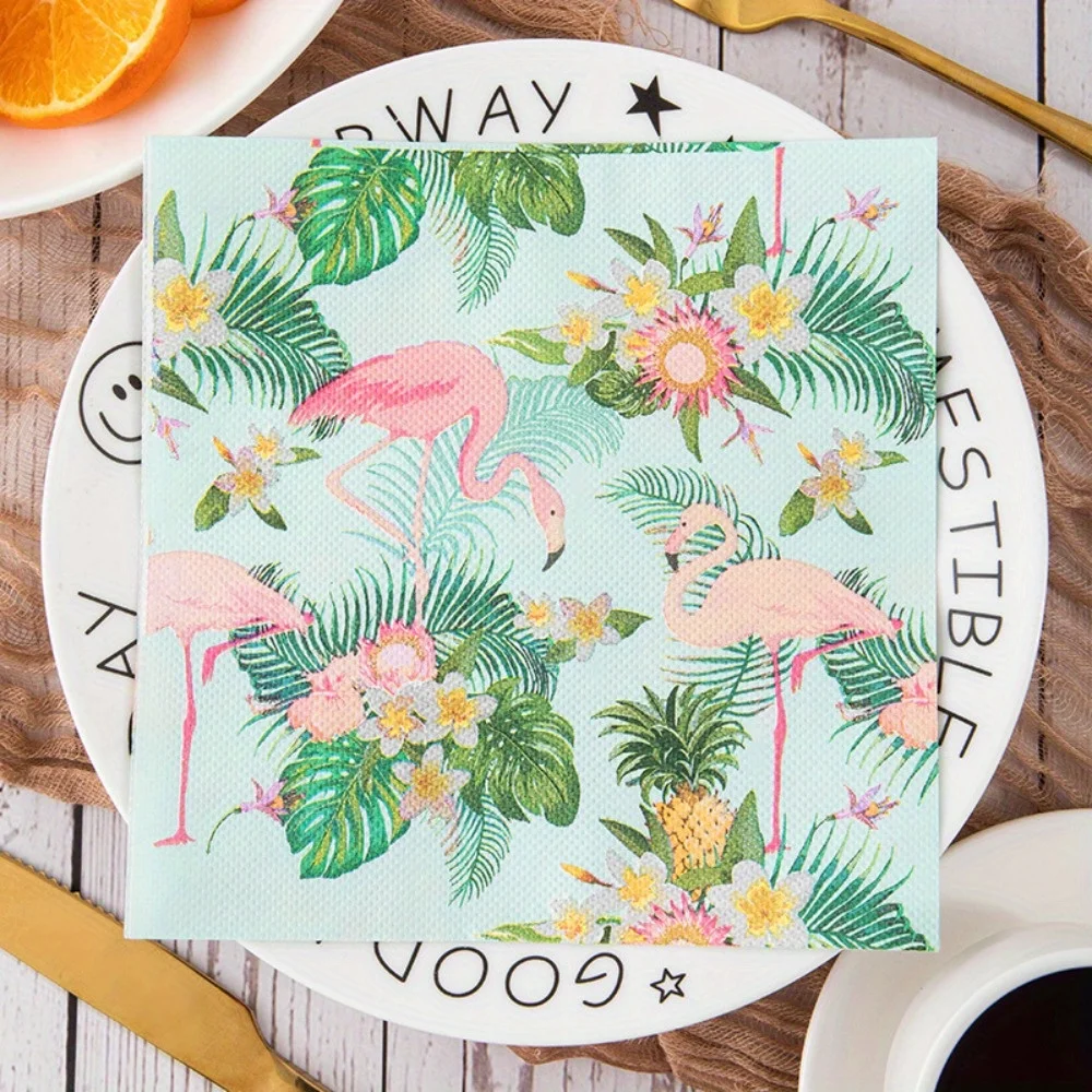 مناديل كوكتيل للاستعمال مرة واحدة، حزمة مناديل ورقية للحفلات، 33 × 33 سم، عيد الميلاد الوردي فلامنغو، عدد 20