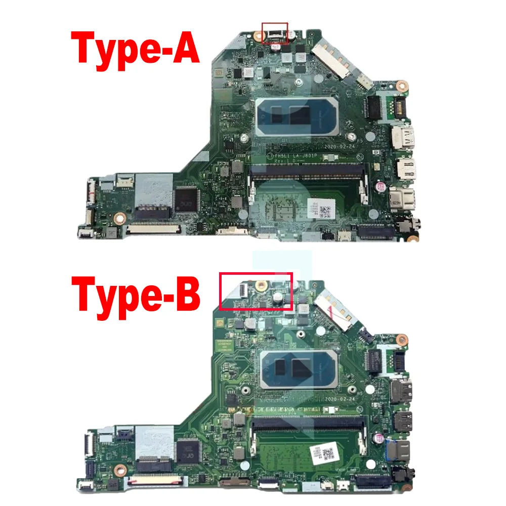 Imagem -02 - Placa-mãe Portátil para Acer Aspire Fh5li La-j801p Mainboard i3 i5 I710th Gen Cpu 4g-ram Ddr4 Nbhs511001 Testado