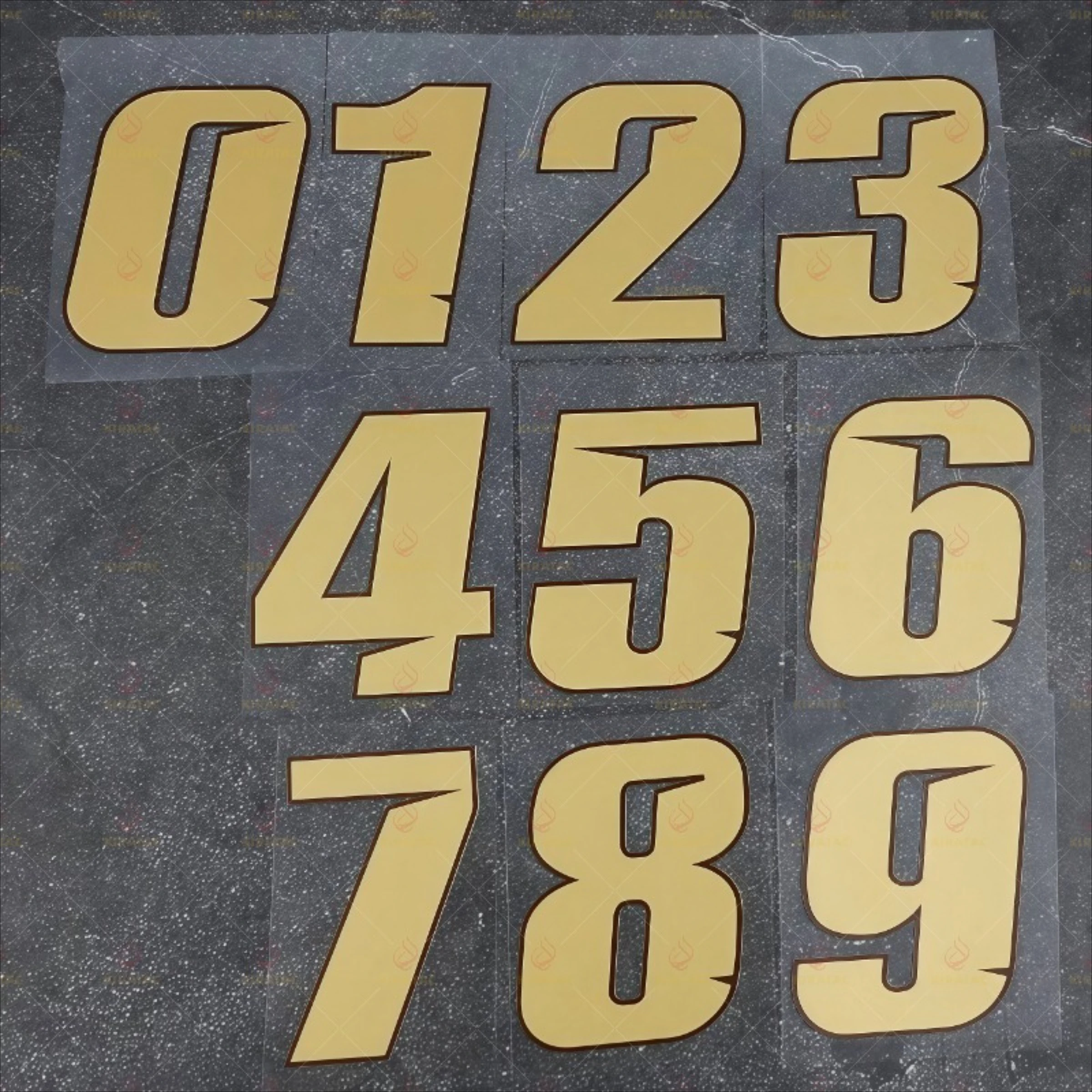 

1pc Gold Motorcycles Number 0-9 Stickers Waterproof for Motorcycle Fairing Fuel Tank Helmet Car Windows Scooters Vinyl Decals