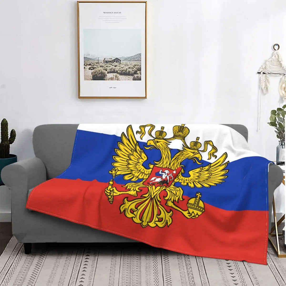 Flag Of The President Of Russia Blankets Breathable Soft Flannel Winter Coat of Arms Throw Blanket for Couch Home Bedding