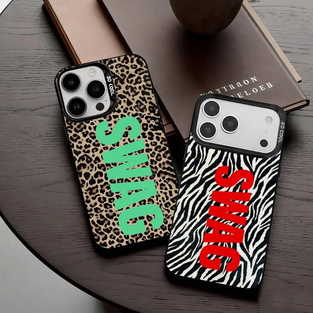 

C-Clmj L-L-Leopard P-P-Print SWAG Phone Case For iPhone17,16,15,14,13,12,11 Plus,Pro Max Black Candy silver phone case