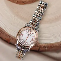 Mobangtuo-reloj de cuarzo para mujer, cronógrafo de lujo con diamantes de estilo Vintage, números romanos, caja de oro rosa, Orologio