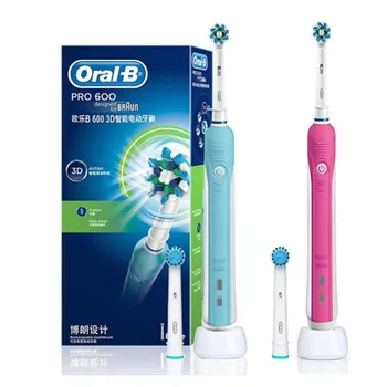 Oral B Elektrische Tandenborstel Pro600 Tandenborstel 3D Witte Tanden Ronde Kop Full Body Waterdicht Verwijderen Plaque Sonische Tandenborstel