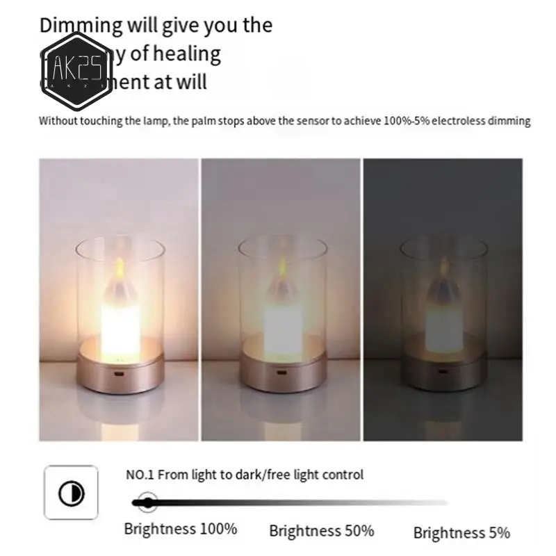 

AK25-USB Candle Light Rechargeable Flameless Electric LED Candle Dancing Moving Candles Light Home Decoration