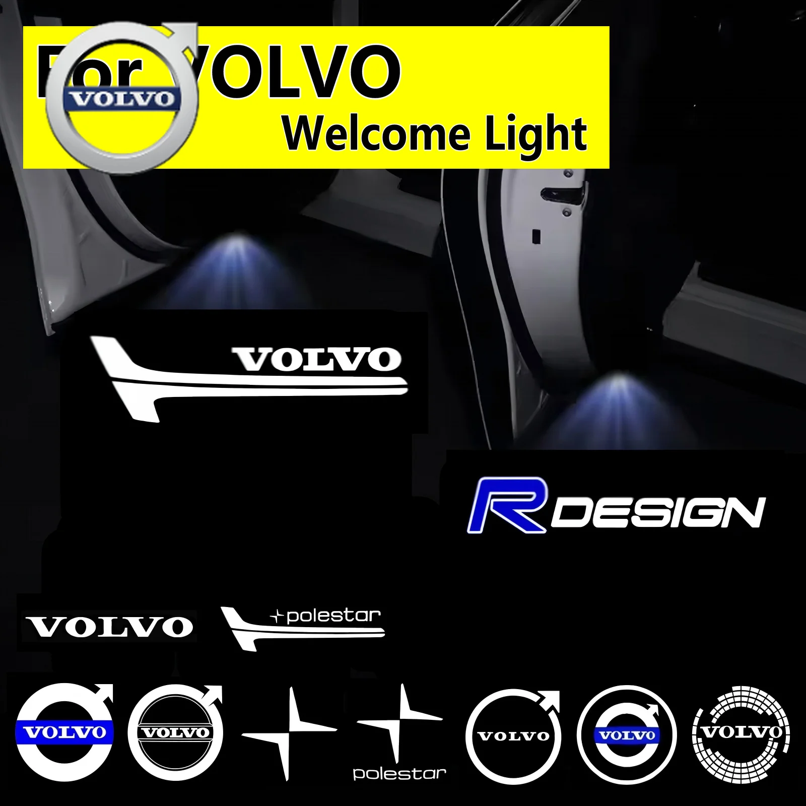 

Для Volvo: 2 шт. проекторов-подсветок в двери автомобиля (приветственный свет) для Volvo XC90, XC60, XC40, V90, S90, V40, V60, S60, S80. Автоаксессуары RDESIGN Lo.