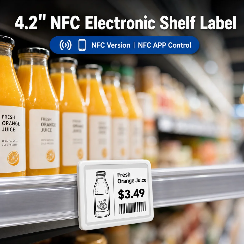 E-Ink Label Phone Nfc Digital Price Tag 4.2 inch Nfc Electronic Shelf Label