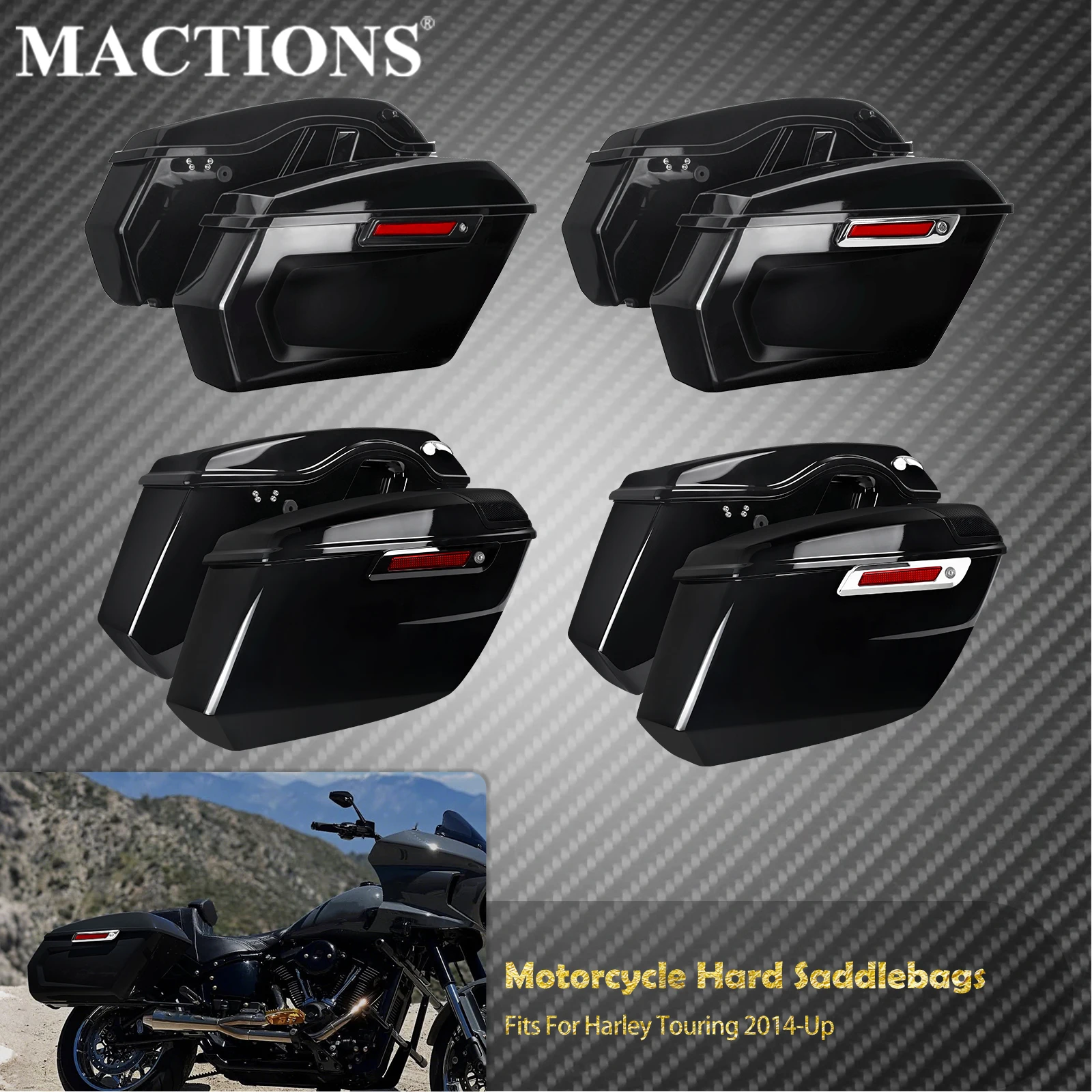 Motorcycle Hard Saddlebags Trunk Luggage Side Cases Bags For Harley Touring 2014-2026 Road Electra Street Glide Road King FLHXSE